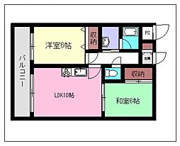 JR可部線 安芸長束駅 徒歩2分の賃貸マンション 6階2LDKの間取り