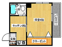 広島電鉄5系統 比治山下駅 徒歩3分の賃貸マンション 5階1Kの間取り