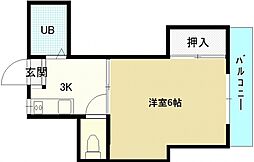 広島電鉄2系統 土橋駅 徒歩5分の賃貸マンション 3階1Kの間取り