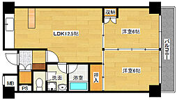 広島電鉄1系統 袋町駅 徒歩5分の賃貸マンション 5階2LDKの間取り