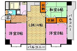 JR可部線 緑井駅 徒歩7分の賃貸マンション 3階3LDKの間取り