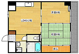 JR可部線 三滝駅 徒歩8分の賃貸マンション 4階2LDKの間取り
