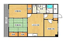 広島高速交通アストラムライン 不動院前駅 徒歩16分の賃貸マンション 4階3LDKの間取り