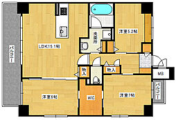 広島高速交通アストラムライン 西原駅 徒歩11分の賃貸マンション 6階3LDKの間取り