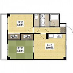 広島高速交通アストラムライン 西原駅 徒歩7分の賃貸マンション 3階2LDKの間取り