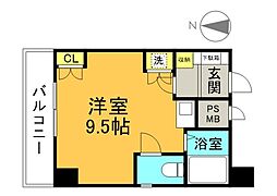 広島電鉄2系統 銀山町駅 徒歩3分の賃貸マンション 2階ワンルームの間取り