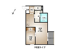 広島高速交通アストラムライン 牛田駅 徒歩15分の賃貸アパート 3階1LDKの間取り