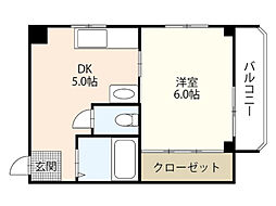 広島電鉄8系統 舟入町駅 徒歩4分の賃貸マンション 3階1DKの間取り