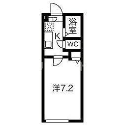 西武池袋線 中村橋駅 徒歩10分の賃貸マンション 2階1Kの間取り