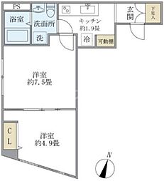 レピュア板橋レジデンスII 1階2Kの間取り