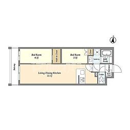 アジールコート練馬中村橋 4階2LDKの間取り