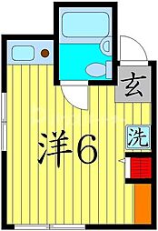 Bオアシス要町 2階ワンルームの間取り