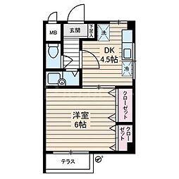 ＲＩＫＩパレス 1階1DKの間取り