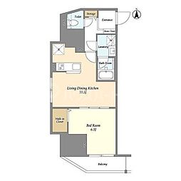 スコレサイト池袋 10階1LDKの間取り