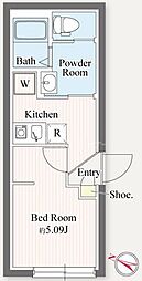 オプション坂下 3階1Kの間取り