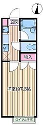 スターハイツ 2階1Kの間取り