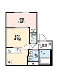 ＢＩＢＬＩＯ　ＳＵＧＡＭＯ 3階1LDKの間取り