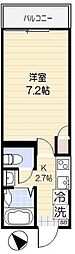 ラ・アヴェニール東武練馬 2階1Kの間取り