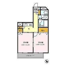 グランシャリオ 3階2Kの間取り
