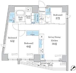 デュオフラッツ板橋大山 3LDKの間取図画像