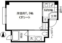 カーサ躑躅ヶ丘 3階1Kの間取り