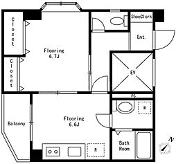 Ｔ・Ｈ・Ｓ・Ｙビル 2階1DKの間取り