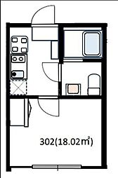 Ｃａｓａ　四葉　Ａ 3階1Kの間取り