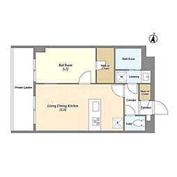 メゾンドオンディーヌ 1LDKの間取図画像