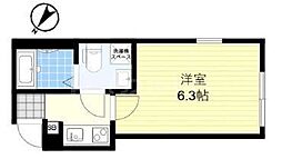 シアターハウス三園 1Kの間取図画像