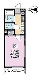 2149ラピス・ガーデン 1Kの間取図画像