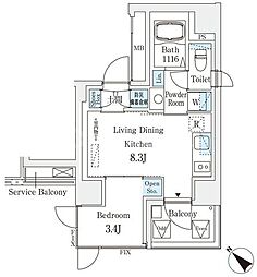 コスモグラシア大塚 1LDKの間取図画像