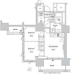 ザ・パークハビオ目白タワー 2DKの間取図画像