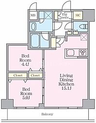 S-RESIDENCE板橋大山clair 2LDKの間取図画像
