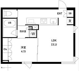 OMOCiADOYAMA 1LDKの間取図画像