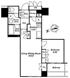 ウエストパークタワー池袋 1LDKの間取図画像