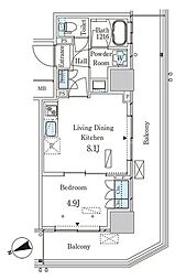 パークアクシス大塚ステーションゲートタワー 1LDKの間取図画像
