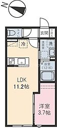 ゼルコーバ 1LDKの間取図画像
