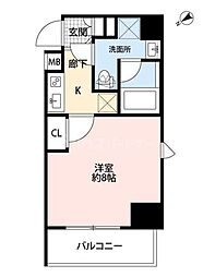 プレール・ドゥーク板橋2 1Kの間取図画像