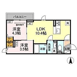 セレスティア中台 III 2LDKの間取図画像