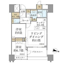 パークコート文京小石川ザタワー 2LDKの間取図画像