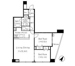 ParkCube平和台 2LDKの間取図画像