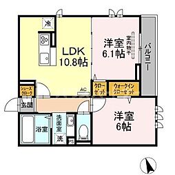 セジュール西台6 3階2LDKの間取り