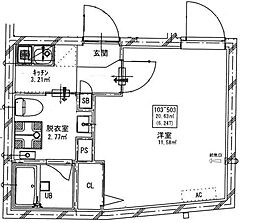 ミスティル志村坂上 5階1Kの間取り