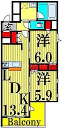 レガリア 3階2LDKの間取り