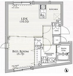 COCOCUBE AKABANE 4階1LDKの間取り