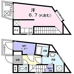 箱根ハイライズビル 3階1SKの間取り