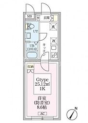 東京メトロ有楽町線 平和台駅 徒歩5分の賃貸マンション 2階1Kの間取り