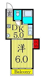 ベルメゾン菊地 2階1DKの間取り