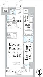 アーデル浮間舟渡 3階1LDKの間取り