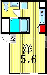 Ｂｅｌｌｅ　Ｈａｒｍｏｎｉｅ　Ｎｉｓｈｉｇａｈａｒａ 5階ワンルームの間取り